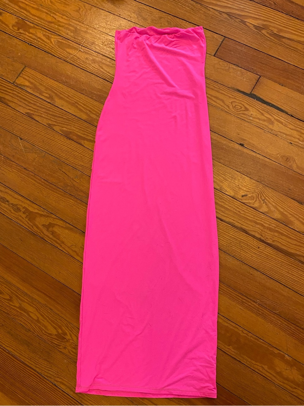 SKIMS Neon Hot Pink Strapless Tube Maxi Dress Bodycon M - Picture 3 of 12